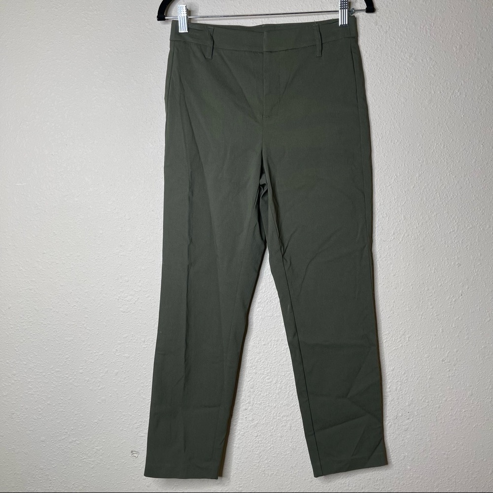 Dip Green High Waist Slim Trouser Pants